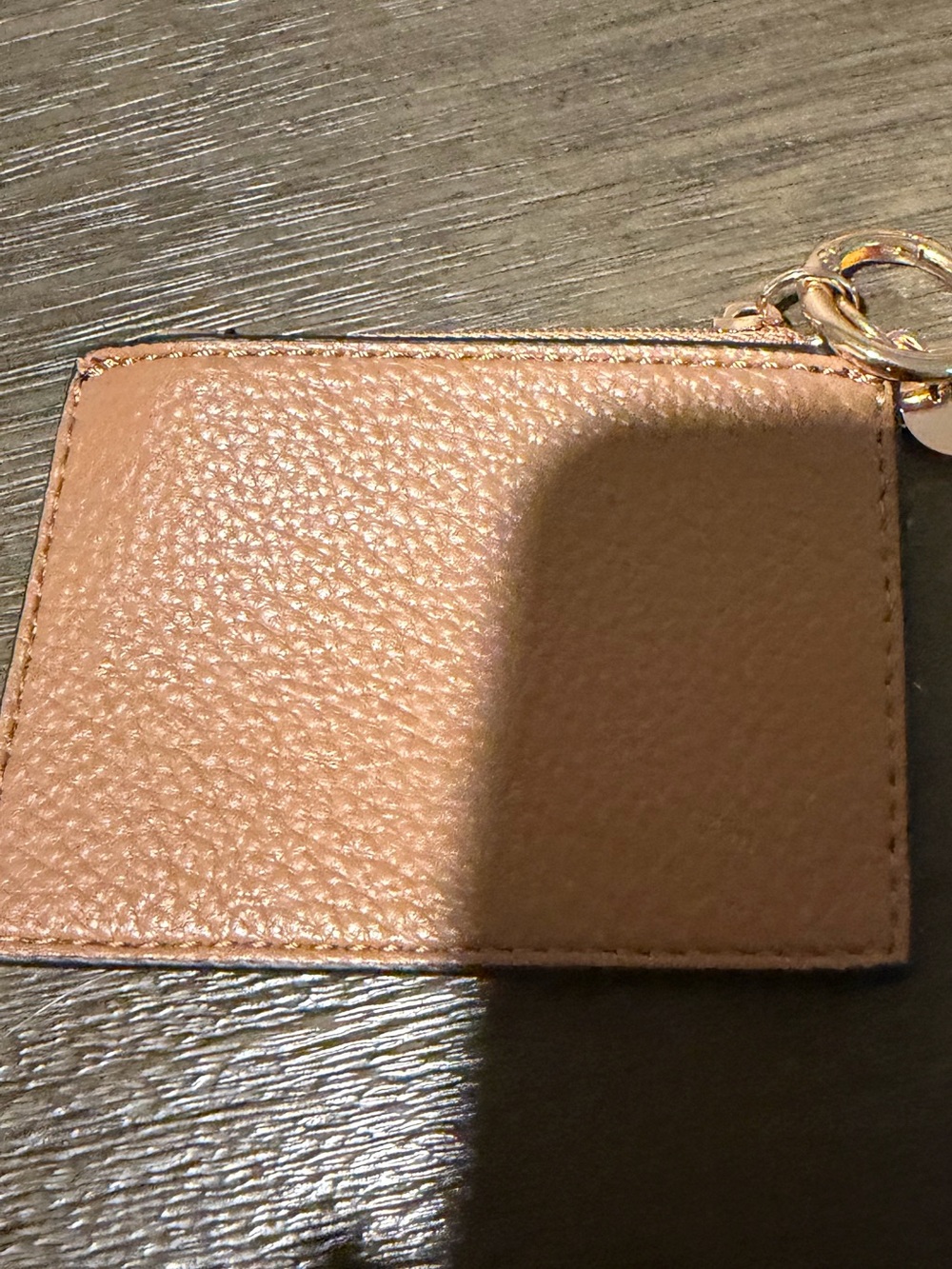 Guess Pebbled Card Wallet Keyring in Tan and a dust bag.